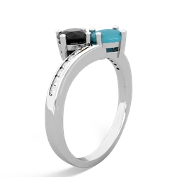 Onyx Channel Set Two Stone 14K White Gold ring R5303