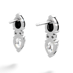 Onyx Bowtie Drop 14K White Gold earrings E0865