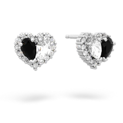 Onyx Halo 14K White Gold earrings E7008