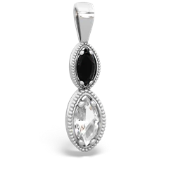 Onyx Antique-Style Halo 14K White Gold pendant P5700