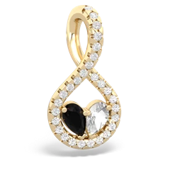 Onyx Pave Twist 'One Heart' 14K Yellow Gold pendant P5360