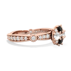 Onyx Sparkling Tiara Cluster 14K Rose Gold ring R26293RD