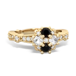 Onyx Sparkling Tiara Cluster 14K Yellow Gold ring R26293RD