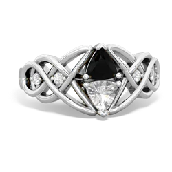 Onyx Keepsake Celtic Knot 14K White Gold ring R5300