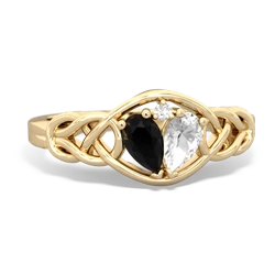 Onyx Celtic Love Knot 14K Yellow Gold ring R5420