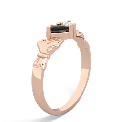 Onyx 'Our Heart' Claddagh 14K Rose Gold ring R2388