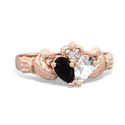 Onyx 'Our Heart' Claddagh 14K Rose Gold ring R2388