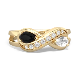 Onyx Diamond Infinity 14K Yellow Gold ring R5390