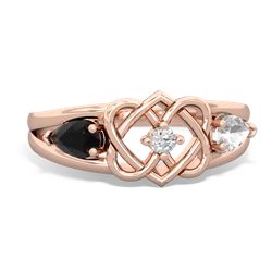 Onyx Hearts Intertwined 14K Rose Gold ring R5880