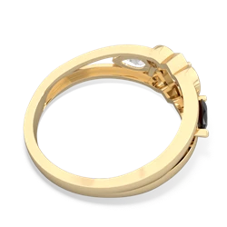 Onyx Hearts Intertwined 14K Yellow Gold ring R5880