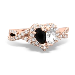 Onyx Diamond Twist 'One Heart' 14K Rose Gold ring R2640HRT