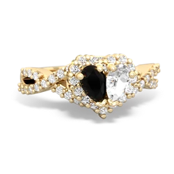 Onyx Diamond Twist 'One Heart' 14K Yellow Gold ring R2640HRT