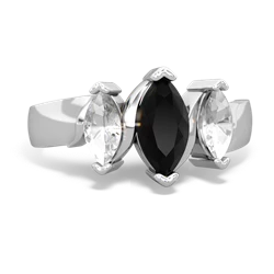 Onyx Three Peeks 14K White Gold ring R2433