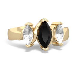 Onyx Three Peeks 14K Yellow Gold ring R2433