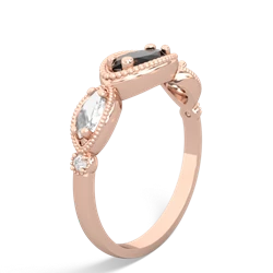 Onyx Milgrain Marquise 14K Rose Gold ring R5700