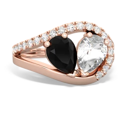 Onyx Nestled Heart Keepsake 14K Rose Gold ring R5650