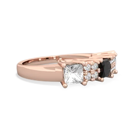 Onyx Three Stone Diamond Cluster 14K Rose Gold ring R2592