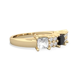 Onyx Three Stone Diamond Cluster 14K Yellow Gold ring R2592