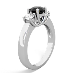 Onyx Three Stone Round Trellis 14K White Gold ring R4018