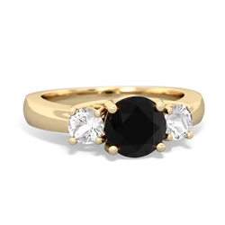 Onyx Three Stone Round Trellis 14K Yellow Gold ring R4018