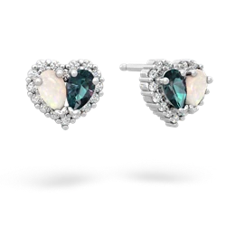 Opal Halo 14K White Gold earrings E7008