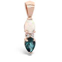 Opal Bowtie Drop 14K Rose Gold pendant P0865