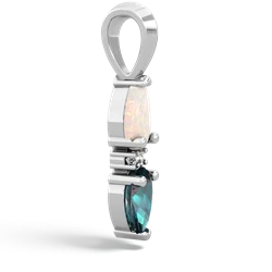 Opal Bowtie Drop 14K White Gold pendant P0865