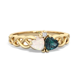 Opal Heart To Heart Braid 14K Yellow Gold ring R5870