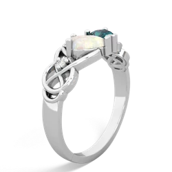 Opal 'One Heart' Celtic Knot Claddagh 14K White Gold ring R5322