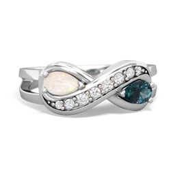 Opal Diamond Infinity 14K White Gold ring R5390