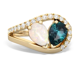 Opal Nestled Heart Keepsake 14K Yellow Gold ring R5650