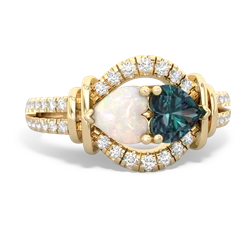 Opal Art-Deco Keepsake 14K Yellow Gold ring R5630