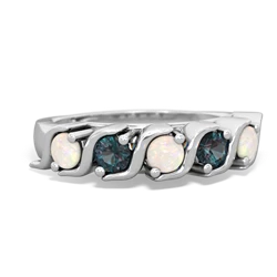 Opal Anniversary Band 14K White Gold ring R2089