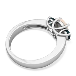 Opal Three Stone Round Trellis 14K White Gold ring R4018