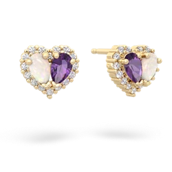 Opal Halo 14K Yellow Gold earrings E7008