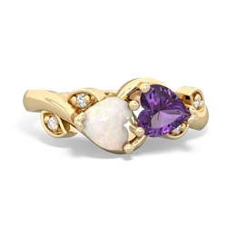 Opal Floral Elegance 14K Yellow Gold ring R5790