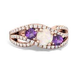 Opal Three Stone Aurora 14K Rose Gold ring R3080