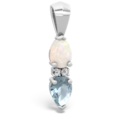 Opal Bowtie Drop 14K White Gold pendant P0865