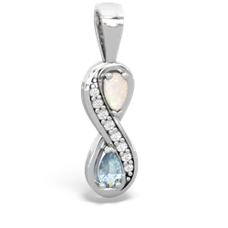 Opal Diamond Infinity 14K White Gold pendant P5390