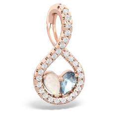 Opal Pave Twist 'One Heart' 14K Rose Gold pendant P5360