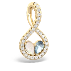 Opal Pave Twist 'One Heart' 14K Yellow Gold pendant P5360