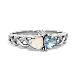 Opal Heart To Heart Braid 14K White Gold ring R5870