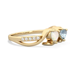 Opal Side By Side 14K Yellow Gold ring R3090