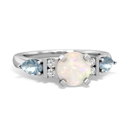 Opal 6Mm Round Eternal Embrace Engagement 14K White Gold ring R2005