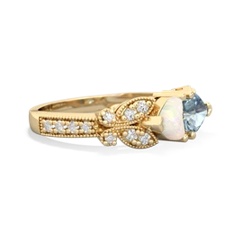 Opal Diamond Butterflies 14K Yellow Gold ring R5601