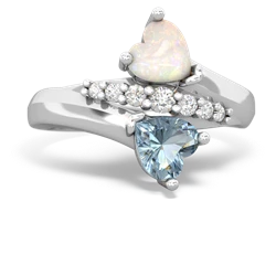 Opal Heart To Heart 14K White Gold ring R2064