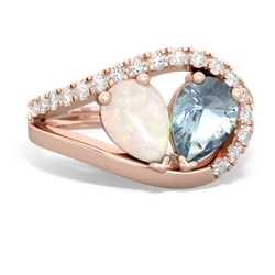 Opal Nestled Heart Keepsake 14K Rose Gold ring R5650