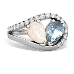 Opal Nestled Heart Keepsake 14K White Gold ring R5650