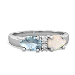 Opal Pear Bowtie 14K White Gold ring R0865