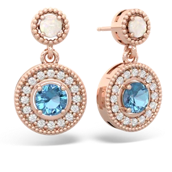 Opal Halo Dangle 14K Rose Gold earrings E5319